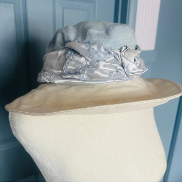 Langston Bourquin Vintage Floral 50s Medium Brim Hat - Picture 2 of 8